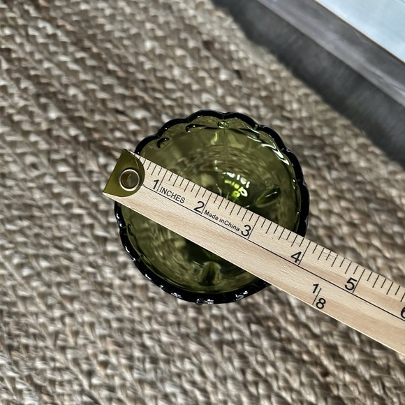 Indiana Glass Vintage Tear Drop Avocado‎ Green Pedestal Goblet  7" Footed Bowl - Picture 3 of 5